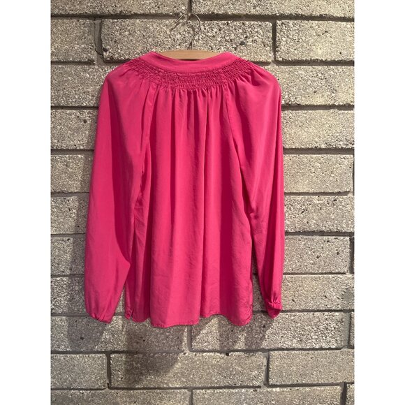 Lilly Pulitzer Womens Pink Smocked Long Sleeve Blouse W/ Button Detail S - Picture 6 of 8